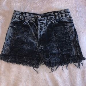 Black Acid Washed Jean shorts